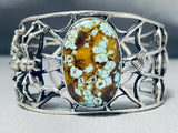 Spider Symbolic Turquoise Vintage Native American Navajo Sterling Silver Web Bracelet-Nativo Arts