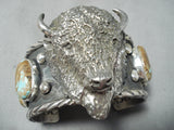 171 Grams Heavy Native American Buffalo #8 Turquoise Sterling Silver Bracelet-Nativo Arts