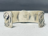 Brilliant Native American Navajo Signed Gaspeite Sterling Silver Bracelet-Nativo Arts
