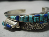 Museum Quality Vintage Native American Navajo Spiderweb Turquoise Sterling Silver Bracelet Old-Nativo Arts