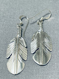 Ben Begaye (d.) Native American Navajo Sterling Silver Feather Earrings-Nativo Arts