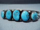 Excellent Vintage Native American Navajo Morenci Turquoise Sterling Silver Bracelet Old-Nativo Arts
