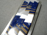 Important Thick Heavy Vintage Native American Navajo Tommy Jackson Lapis Sterling Silver Pendant-Nativo Arts
