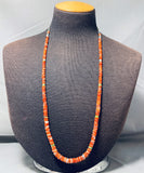 Native American Very Long Rare Vintage Santo Domingo Shell Turquoise Sterling Silver Necklace-Nativo Arts