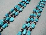 Unbelievable Vintage Native American Navajo Blue Gem Turquoise Heishi Necklace Old-Nativo Arts