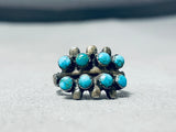 Super Old Vintage Native American Navajo 8 Turquoise Sterling Silver Ring-Nativo Arts