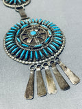 One Of The Most Intricate Ever Vintage Native American Zuni Turquoise Sterling Silver Necklace-Nativo Arts
