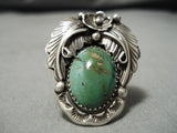 Fabulous Vintage Native American Navajo Domed Rouston Turquoise Sterling Silver Ring-Nativo Arts