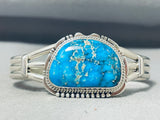 Vivid Native American Navajo Intense Turquoise Sterling Silver Bracelet Signed-Nativo Arts