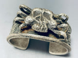 170 Gram Vintage Native American Navajo Skullbones Sterling Silver Bracelet Cuff-Nativo Arts