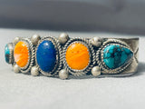 Blackgoat Vintage Native American Navajo Turquoise Sterling Silver Lapis Bracelet-Nativo Arts