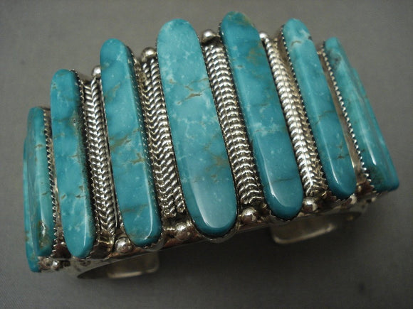 185 Grams Mind Blowing Vintage Navajo Turquoise Native American Jewelry Silver Bracelet-Nativo Arts