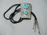 Incredible Vintage Native American Navajo Sleeping Beauty Turquoise Sterling Silver Bolo-Nativo Arts