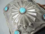 Astonishing Vintage Native American Navajo Blue Gem Turquoise Sterling Silver Bowguard Old-Nativo Arts