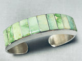 Native American Extremely Rare Damale Turquois Einlay Vintage Navajo Sterling Silver Bracelet-Nativo Arts