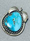 Beautiful Vintage Native American Navajo Morenci Turquoise Sterling Silver Pendant-Nativo Arts