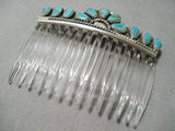 Exceptional Native American Navajo Royston Turquoise Sterling Silver Comb-Nativo Arts