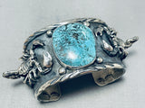 Intriguing San Felipe Blue Diamond Turquoise Sterling Silver Scorpion Bracelet-Nativo Arts