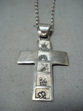 Extraordinary Navajo Native American Sterling Silver Cross Necklace-Nativo Arts
