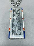 Timmy Yazzie Important Vintage Native American Navajo Side Inlay Sterling Silver Necklace-Nativo Arts