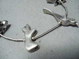 Dazzling Heavy Vintage Zuni Native American Sterling Silver Fetish Necklace Old-Nativo Arts
