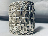 The Tallest And Best Vintage Native American Navajo Cross Sterling Silver Bracelet-Nativo Arts