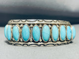 Rare Geomtric Ends Vintage Native American Navajo Turquoise Sterling Silver Bracelet-Nativo Arts