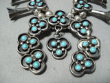 Amazing Vintage Native American Navajo Snake Turquoise Sterling Silver Squash Blossom Necklace-Nativo Arts