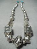 Biggest Best Vintage Native American Navajo Thomas Singer Turquoise Sterling Silver Necklace-Nativo Arts