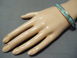 Dazzling Vintage Native American Zuni Cripple Creek Turquoise Sterling Silver Bracelet-Nativo Arts