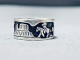 Horse In The Desert Vintage Native American Navajo Sterling Silver Ring-Nativo Arts