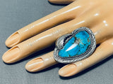 Old Deposit Kingman Turquoise Vintage Native American Navajo Sterling Silver Ring-Nativo Arts
