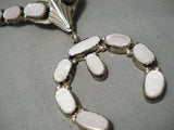 One Of The Best Vintage Native American Navajo Pink Shell Sterling Silver Necklace Old-Nativo Arts
