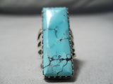 Towering Signed San Felipe Turquoise Sterling Silver Ring-Nativo Arts