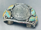 Superior Vintage San Felipe Signed Royston Turquoise Silver Dollar Bracelet-Nativo Arts
