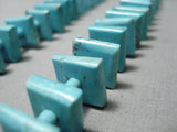 Very Rare Cubed Turquoise Vintage Native American Navajo Sterling Silver Necklace Old-Nativo Arts