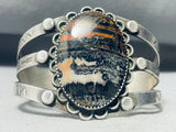 Natural Scenery Lake And Mountain Vintage Native American Navajo Petrified Wood Bracelet-Nativo Arts