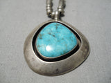 Stunning Vintage Native American Navajo Carico Lake Turquoise Sterling Silver Necklace Old-Nativo Arts