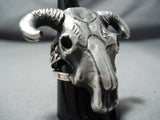Heavy San Felipe Sterling Silver Cow Skull Ring Native American-Nativo Arts