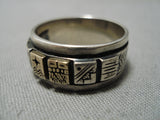 Native American Art In The Details Thicker Vintage Navajo Sterling Silver 14k Gold Ring-Nativo Arts