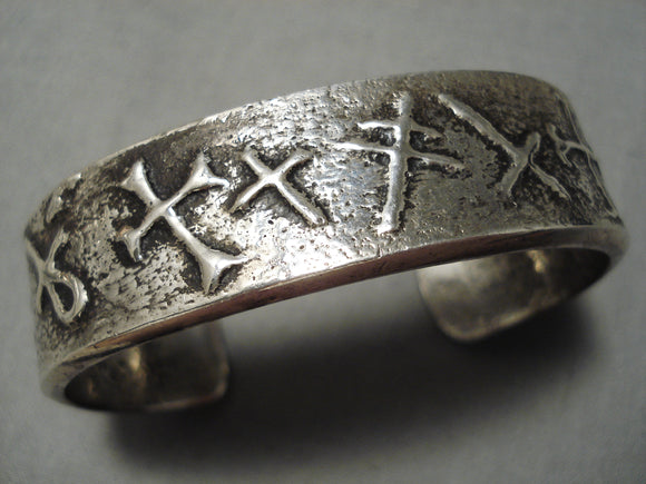 Exceptional Vintage Native American Navajo Cross Chirstian Sterling Silver Bracelet-Nativo Arts