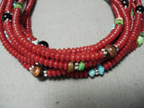 Singer Chunky Coral Native American Navajo Sterling Silver Turquoise Necklace-Nativo Arts