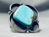 Impressive Vintage Native American Navajo #8 Turquoise Mine Sterling Silver Ring-Nativo Arts