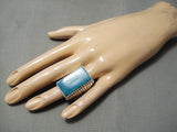 Huge Heavy Sturdy Men's Native American Navajo Blue Turquoise Sterling Silver Ring-Nativo Arts