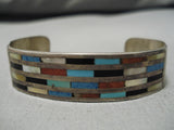 Wonderful Vintage Zuni Native American Inlay Turquoise Celicion Bracelet Cuff-Nativo Arts
