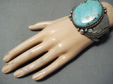Museum Vintage Native American Navajo #8 Turquoise Boulder Sterling Silver Bracelet-Nativo Arts