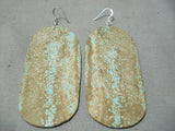 One Of The Biggest Ever #8 Turquoise Native American Sterling Silver Earrings-Nativo Arts
