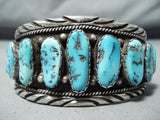 Impressive Vintage Native American Navajo Morenci Turquoise Sterling Silver Bracelet Old-Nativo Arts