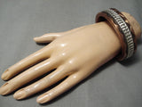 Heavy 180 Grams Vintage Apache Sterling Silver Copper Bracelet Native American-Nativo Arts