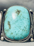 Signed Heavy Vintage 116 Gram Native American Navajo Turquoise Sterling Silver Bracelet-Nativo Arts